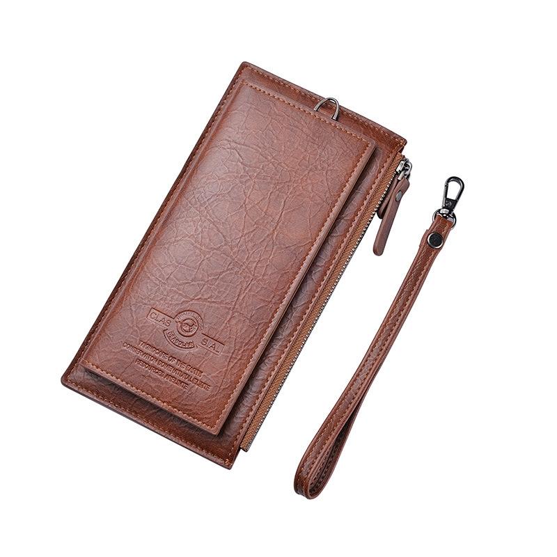 Men Retro Long Wallet With Hand Strap PU Leather Clutch Mobile Bag 7