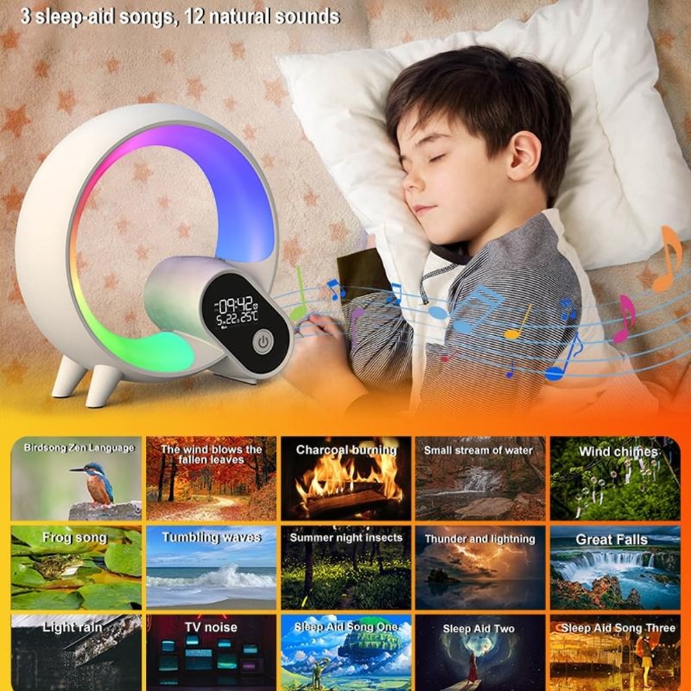 Smart RGB WakeUp Lamp With Bluetooth Speaker Digital Alarm Clock 9