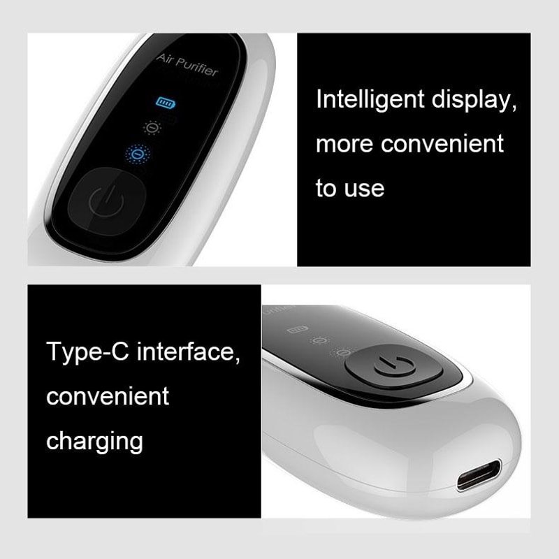 Portable DualBrush Negative Ion Neck Air Purifier For Travel Home 9