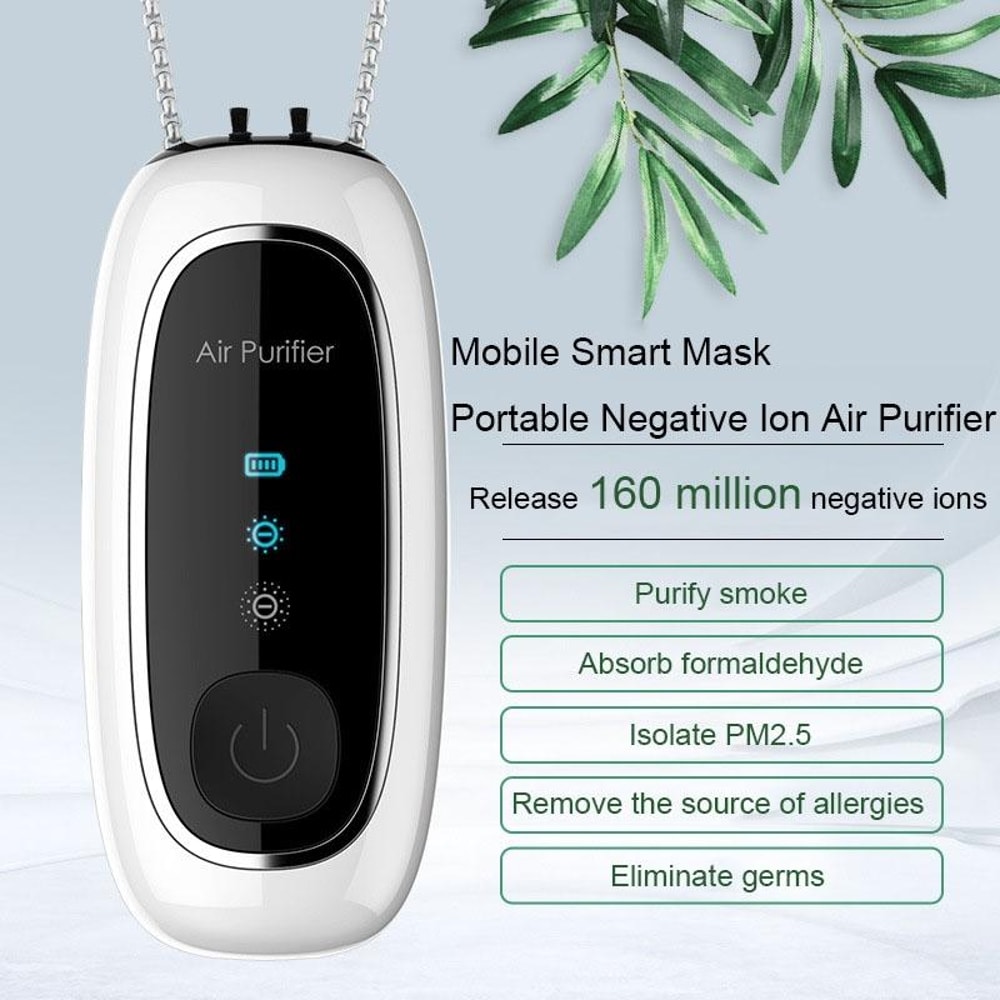 Portable DualBrush Negative Ion Neck Air Purifier For Travel Home 4