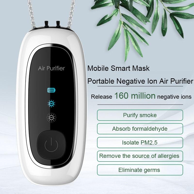 Portable DualBrush Negative Ion Neck Air Purifier For Travel Home 4