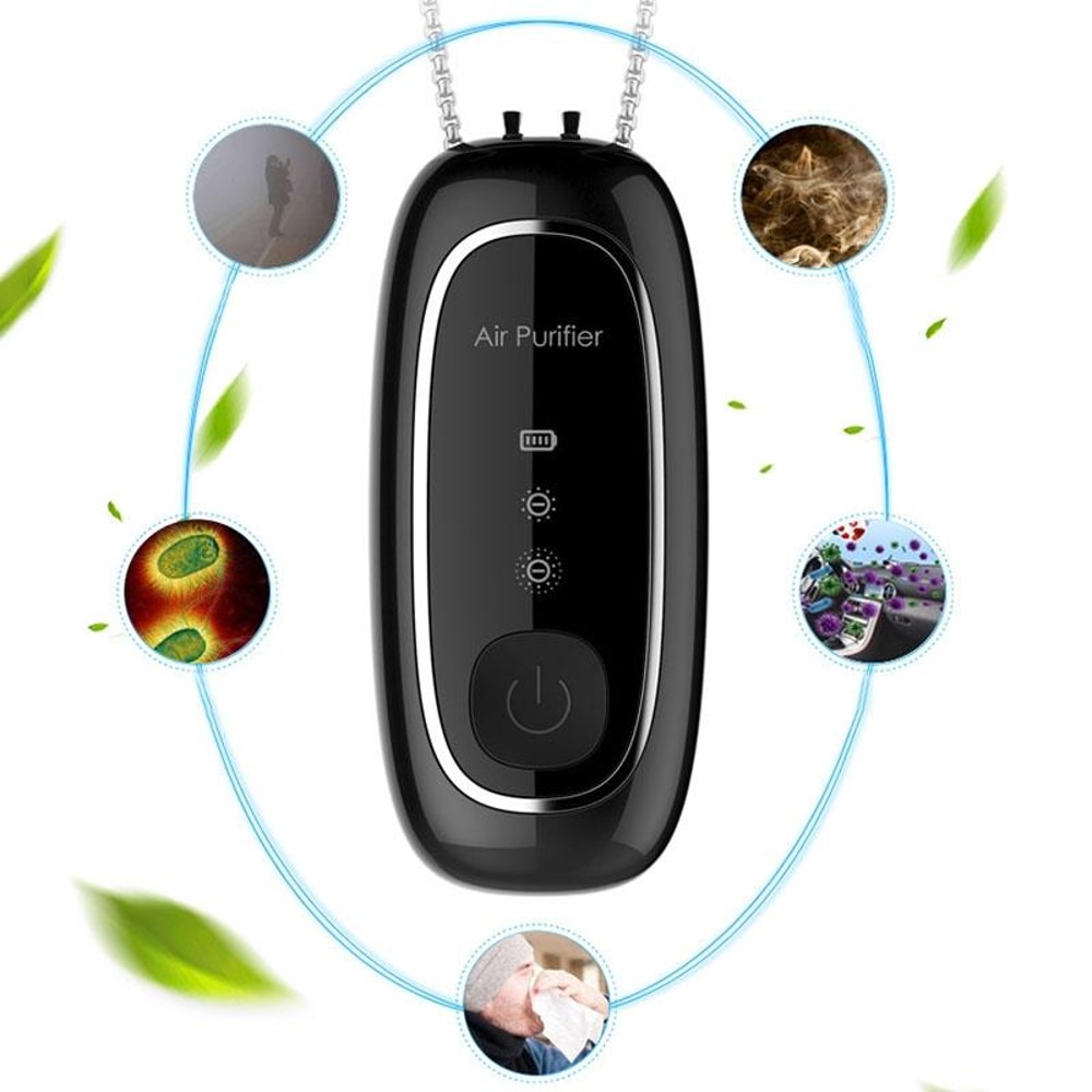 Portable DualBrush Negative Ion Neck Air Purifier For Travel Home 1