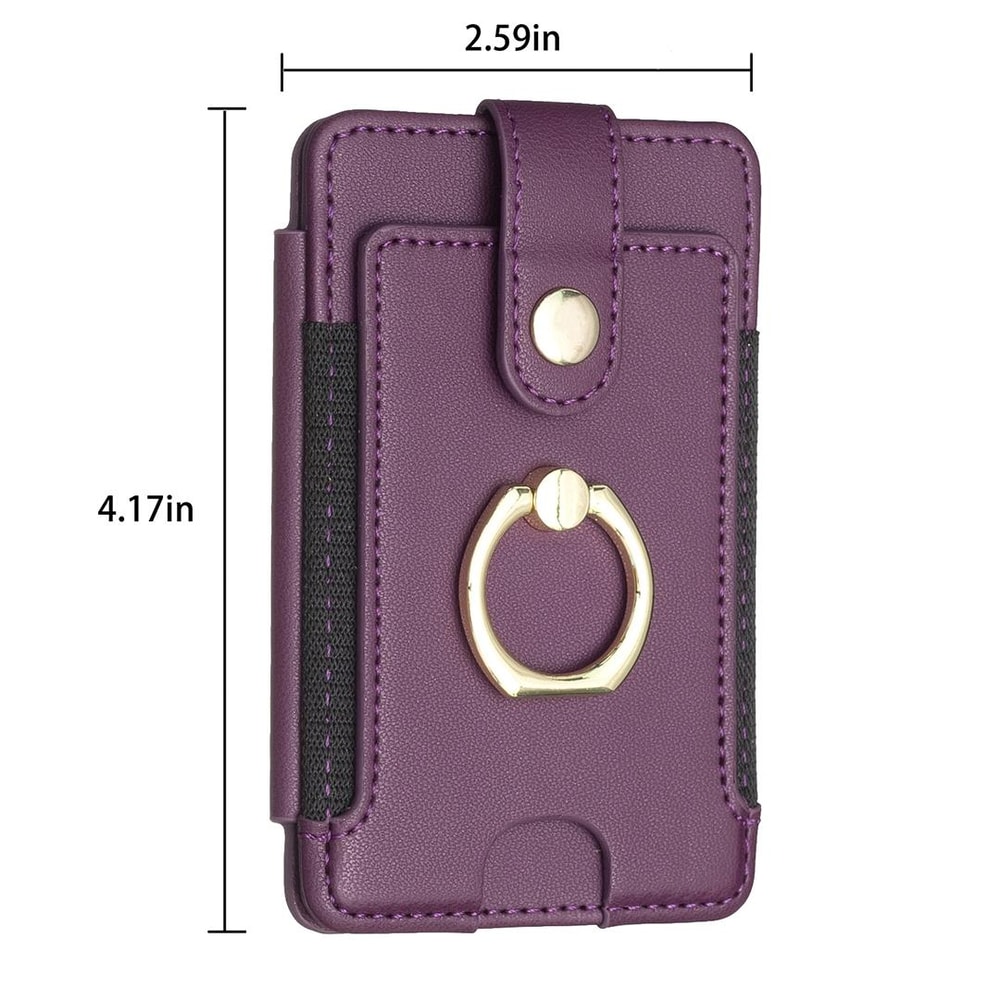 Premium PU Leather Mobile Phone Card Holder With Ring 2