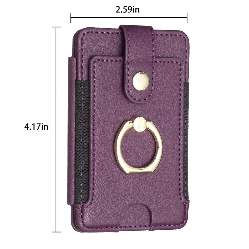 Premium PU Leather Mobile Phone Card Holder With Ring 2