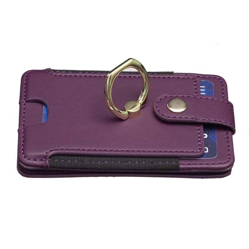 Premium PU Leather Mobile Phone Card Holder With Ring 4