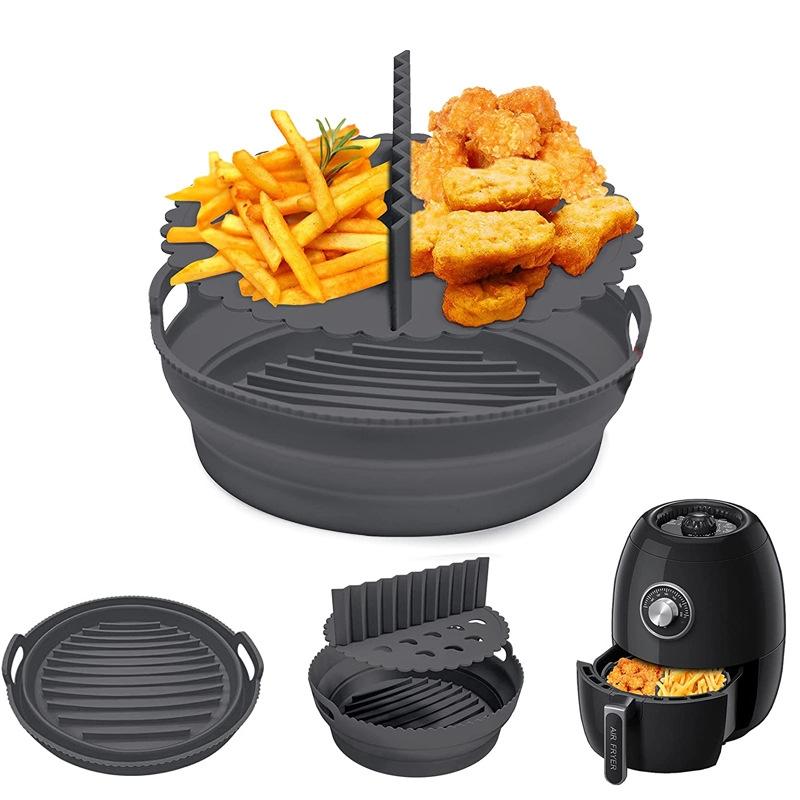 Premium 2 Layer Silicone Air Fryer Tray Insert With Handles Reusable Foldable Air Fryer Basket 1