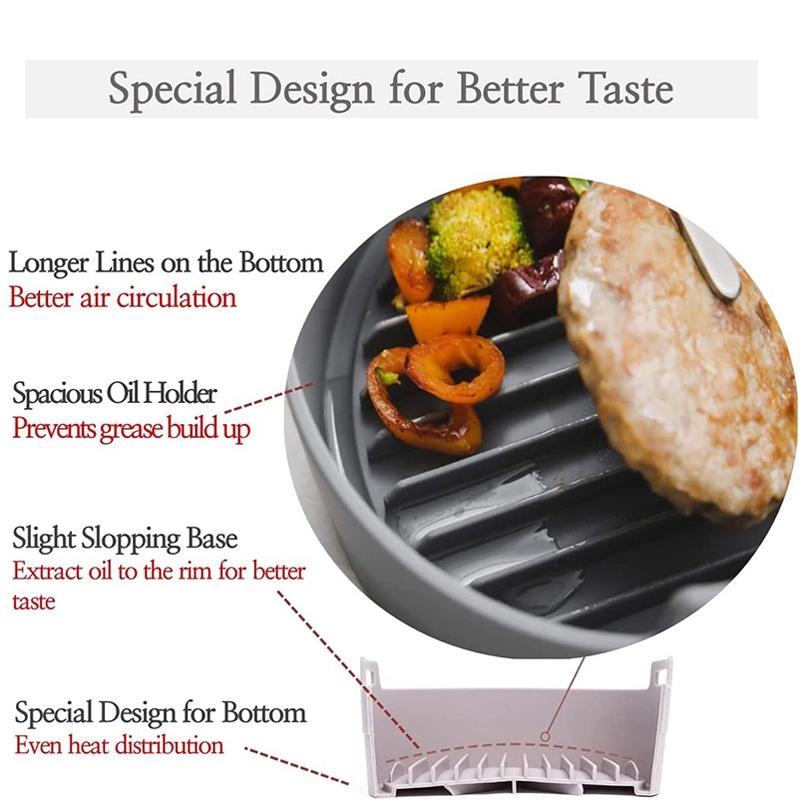 Premium 2 Layer Silicone Air Fryer Tray Insert With Handles Reusable Foldable Air Fryer Basket 4