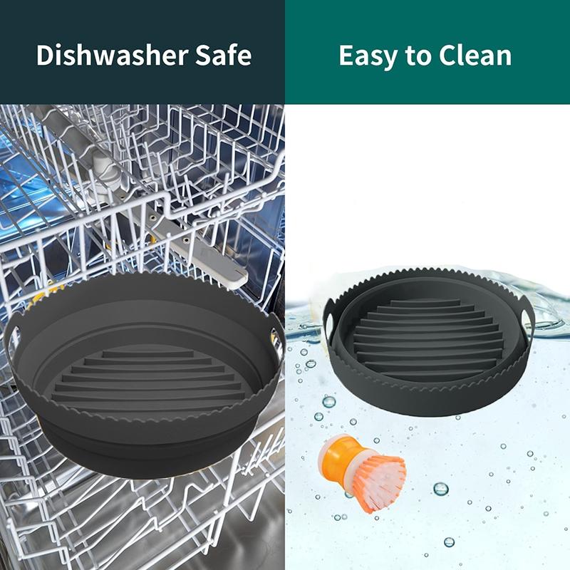 Premium 2 Layer Silicone Air Fryer Tray Insert With Handles Reusable Foldable Air Fryer Basket 5