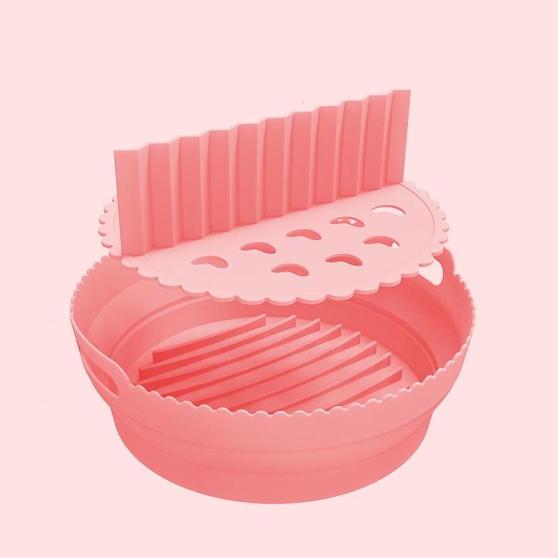 Premium 2 Layer Silicone Air Fryer Tray Insert With Handles Reusable Foldable Air Fryer Basket 9
