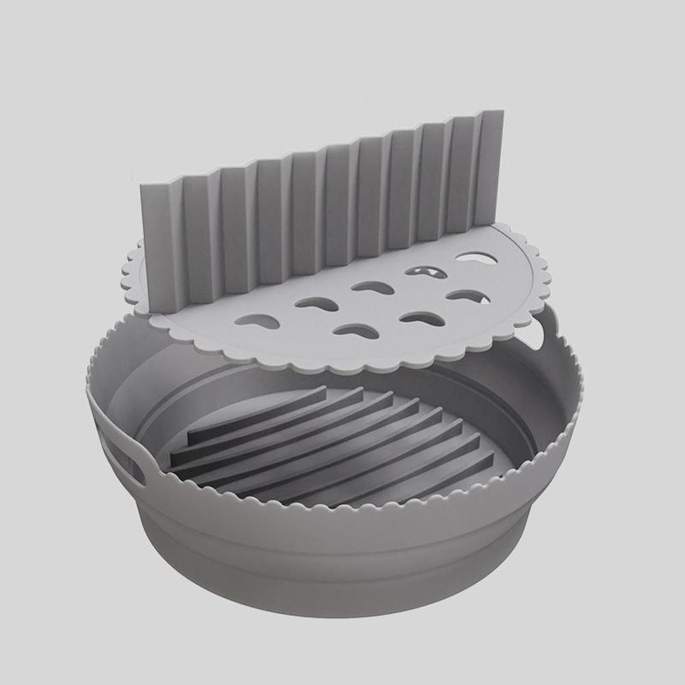 Premium 2 Layer Silicone Air Fryer Tray Insert With Handles Reusable Foldable Air Fryer Basket 11