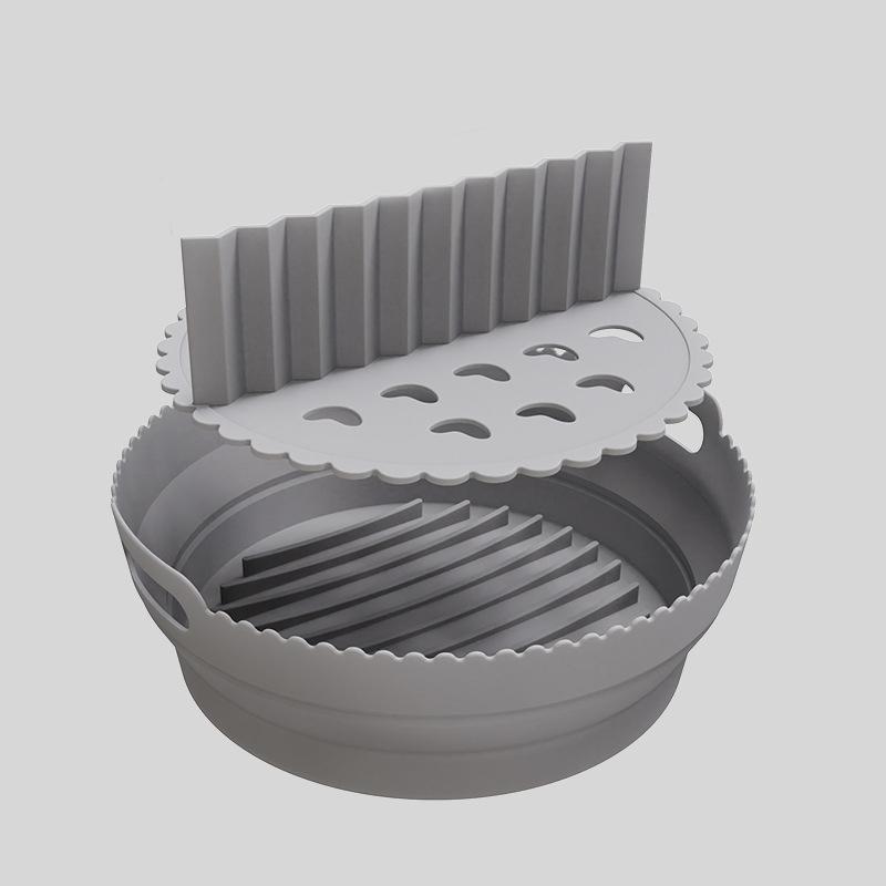 Premium 2 Layer Silicone Air Fryer Tray Insert With Handles Reusable Foldable Air Fryer Basket 11