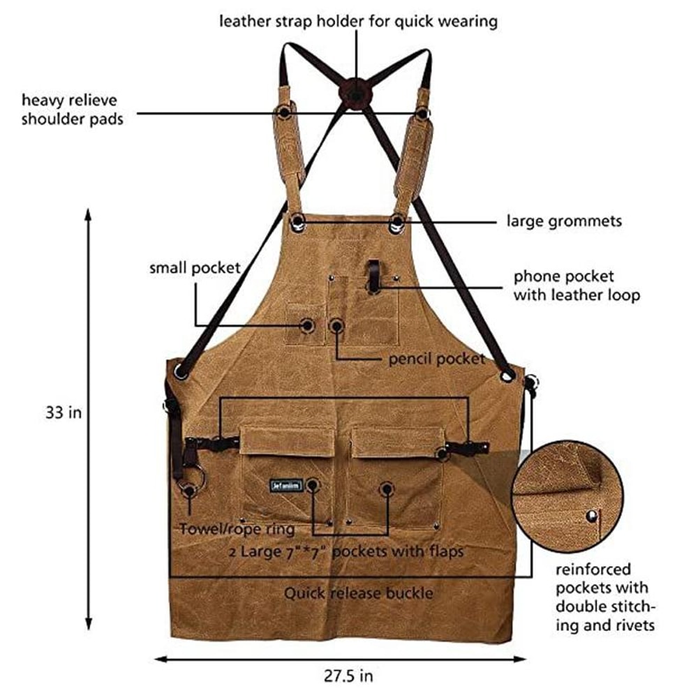 HeavyDuty Canvas Work Apron For Carpenters Electricians Gardeners 5