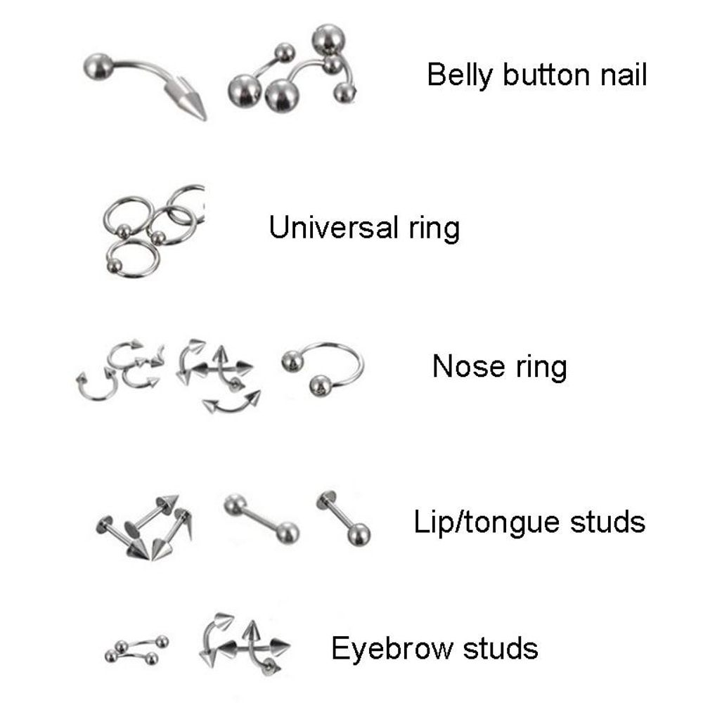 85pcs Stainless Steel Piercing Jewelry Set for Nose Lip Eyebrow
