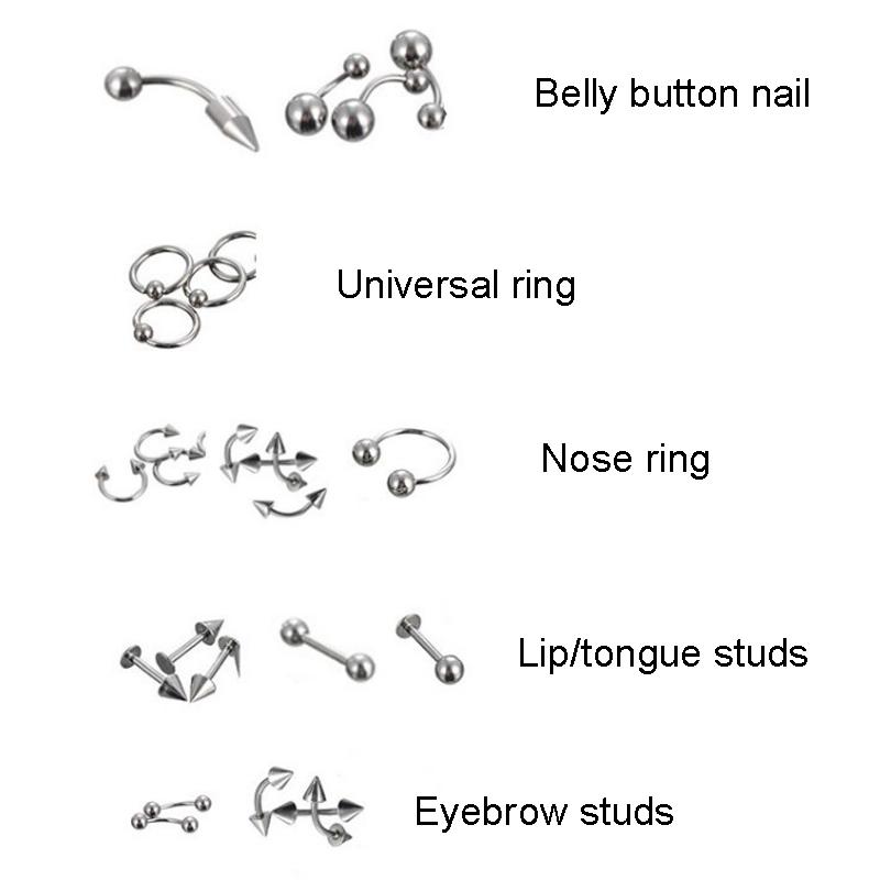 85pcs Stainless Steel Piercing Jewelry Set for Nose Lip Eyebrow