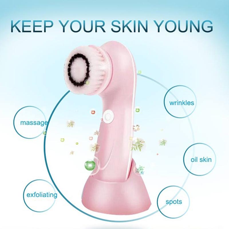 3in1 USB Charging Facial Cleansing Brush For Deep Pore Blackhead Removal 8