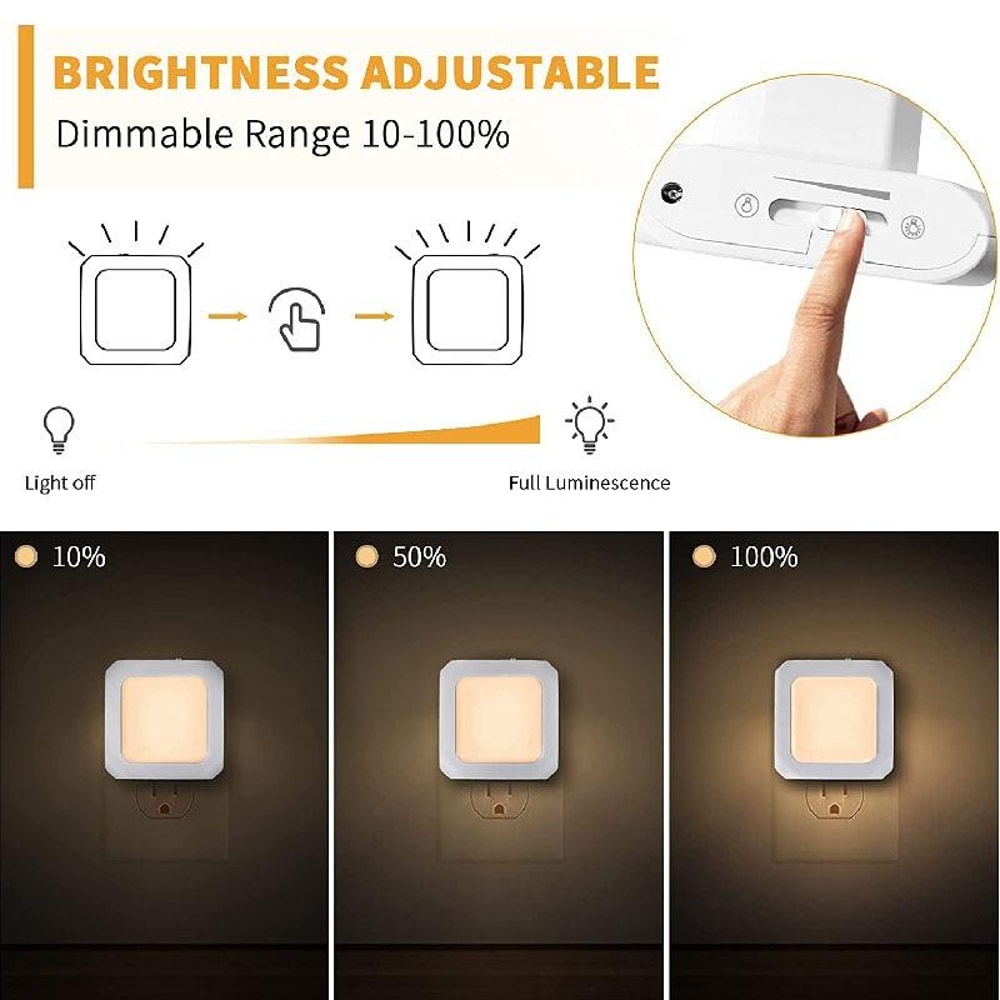 Induction LED Night Light With Stepless Dimming Night Light Sensor Warm Glow For Nursery Bedroom 3