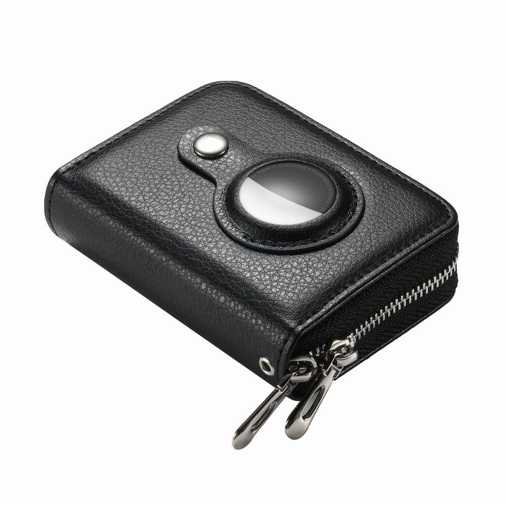 Premium Leather AirTag Wallet With Zipper For Apple AirTag Holder 2