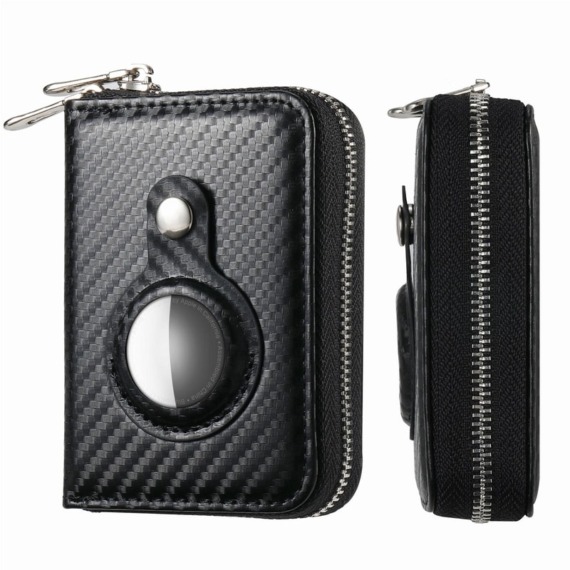 Premium Leather AirTag Wallet with Zipper for Apple AirTag Holder
