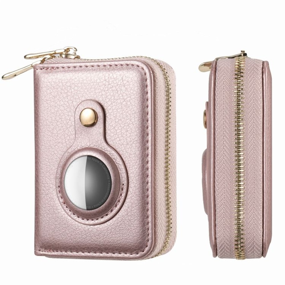 Premium Leather AirTag Wallet With Zipper For Apple AirTag Holder 12