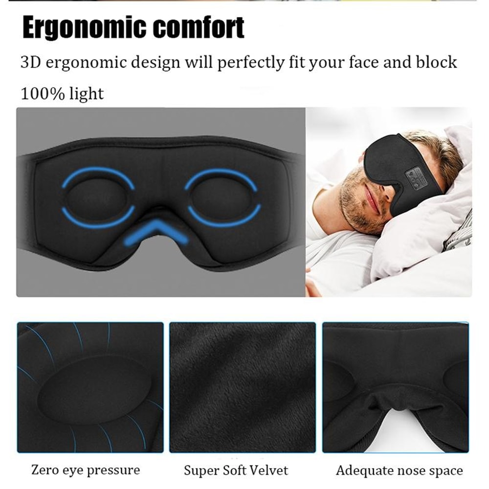 EM4 Bluetooth Sleep Mask With Wireless Headphones And 3D Blackout Eye Protection 2
