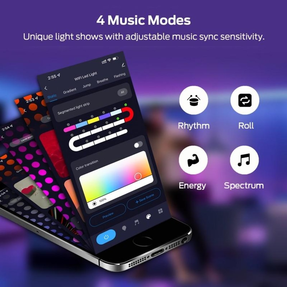Smart RGB Neon Rope Light 3M Waterproof WiFi Music Sync LED Strip for Indoor & Outdoor Decor