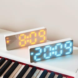 smart led digital alarm clock with voice control, temperature display & adjustable brightness