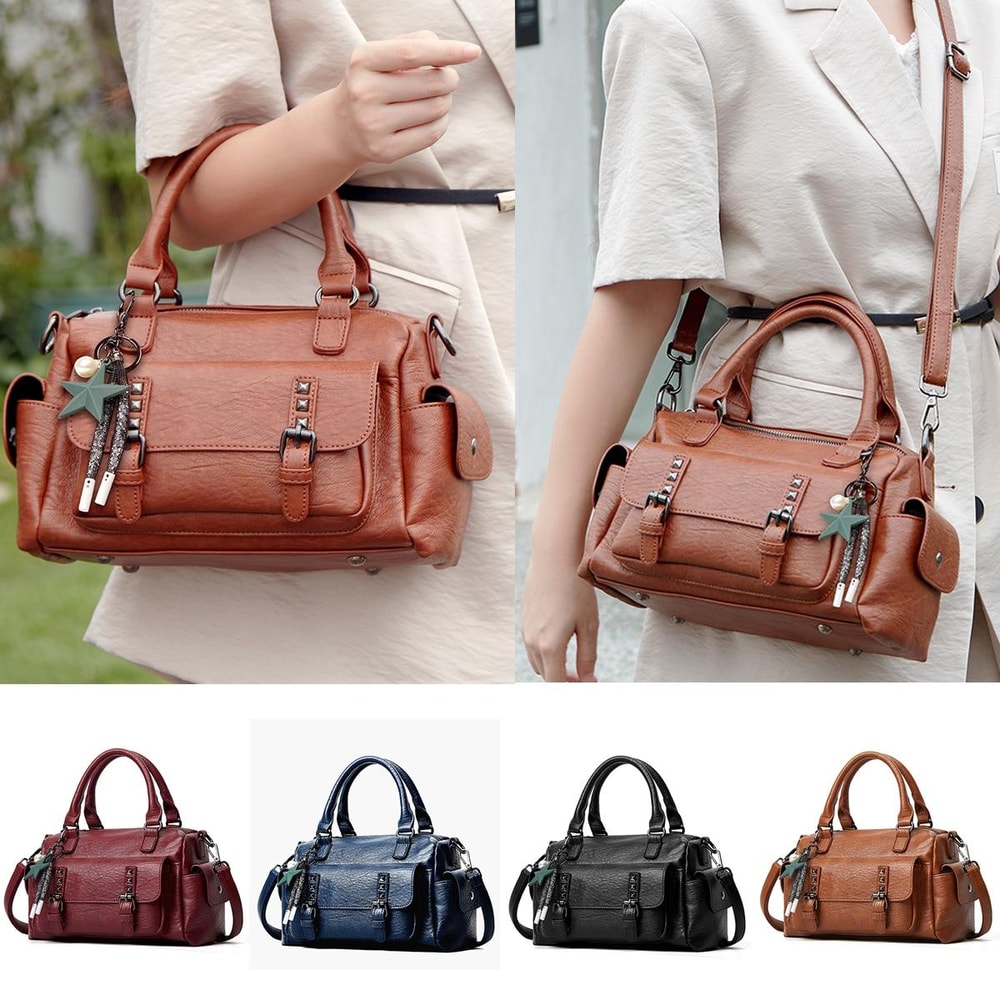 Elegant Lychee Grain Leather Crossbody Tote Bag With Multi Compartments For Women 1