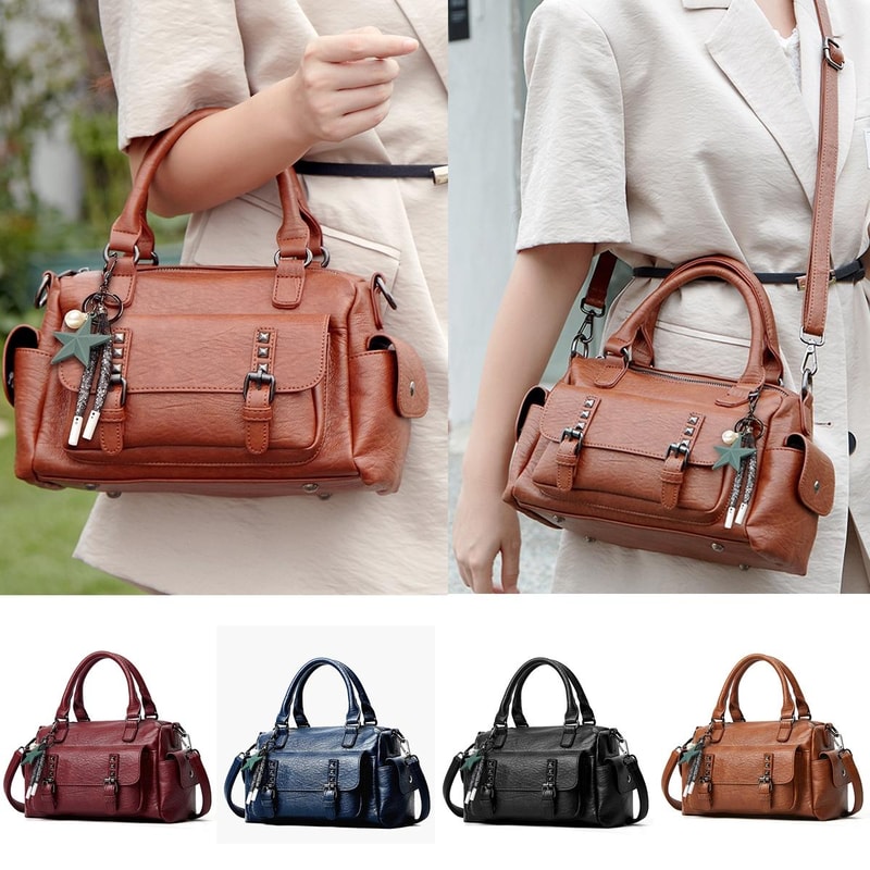 Elegant Lychee Grain Leather Crossbody Tote Bag With Multi Compartments For Women 1