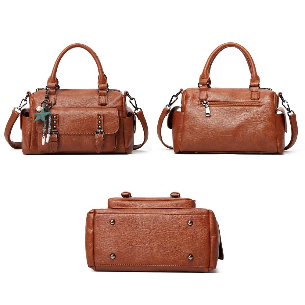 Elegant Lychee Grain Leather Crossbody Tote Bag With Multi Compartments For Women 3