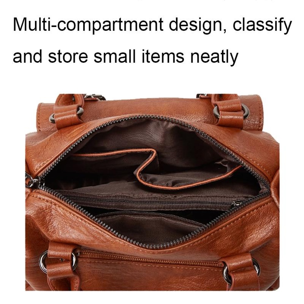 Elegant Lychee Grain Leather Crossbody Tote Bag With Multi Compartments For Women 4