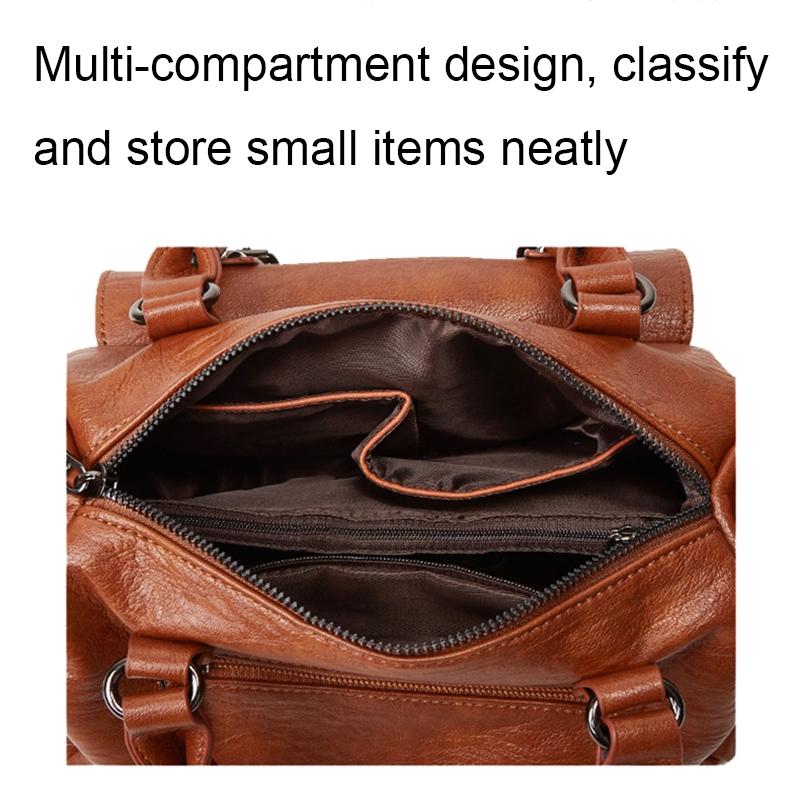 Elegant Lychee Grain Leather Crossbody Tote Bag With Multi Compartments For Women 4