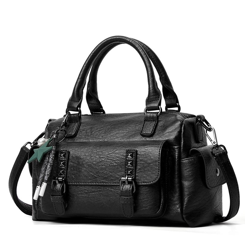 Elegant Lychee Grain Leather Crossbody Tote Bag with Multi Compartments for Women