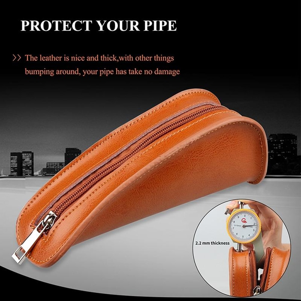 Portable Leather Tobacco Pouch Smoking Pipe Storage Travel Case 2