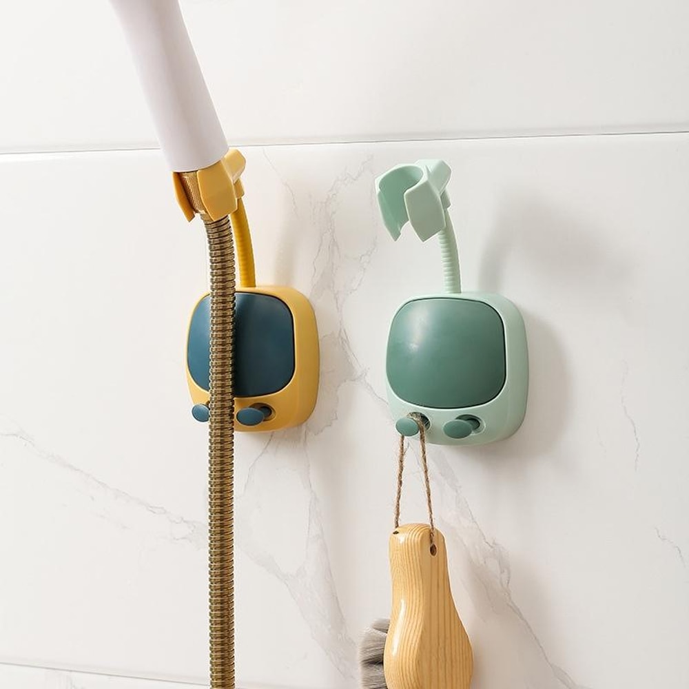 2pcs Adjustable Shower Head Holder With Strong Adhesive Wall Mount For Handheld Showers 5