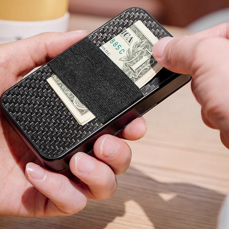 NewBring RFID Blocking Wallet Waterproof Metal Card Holder With Automatic PopUp Access 5