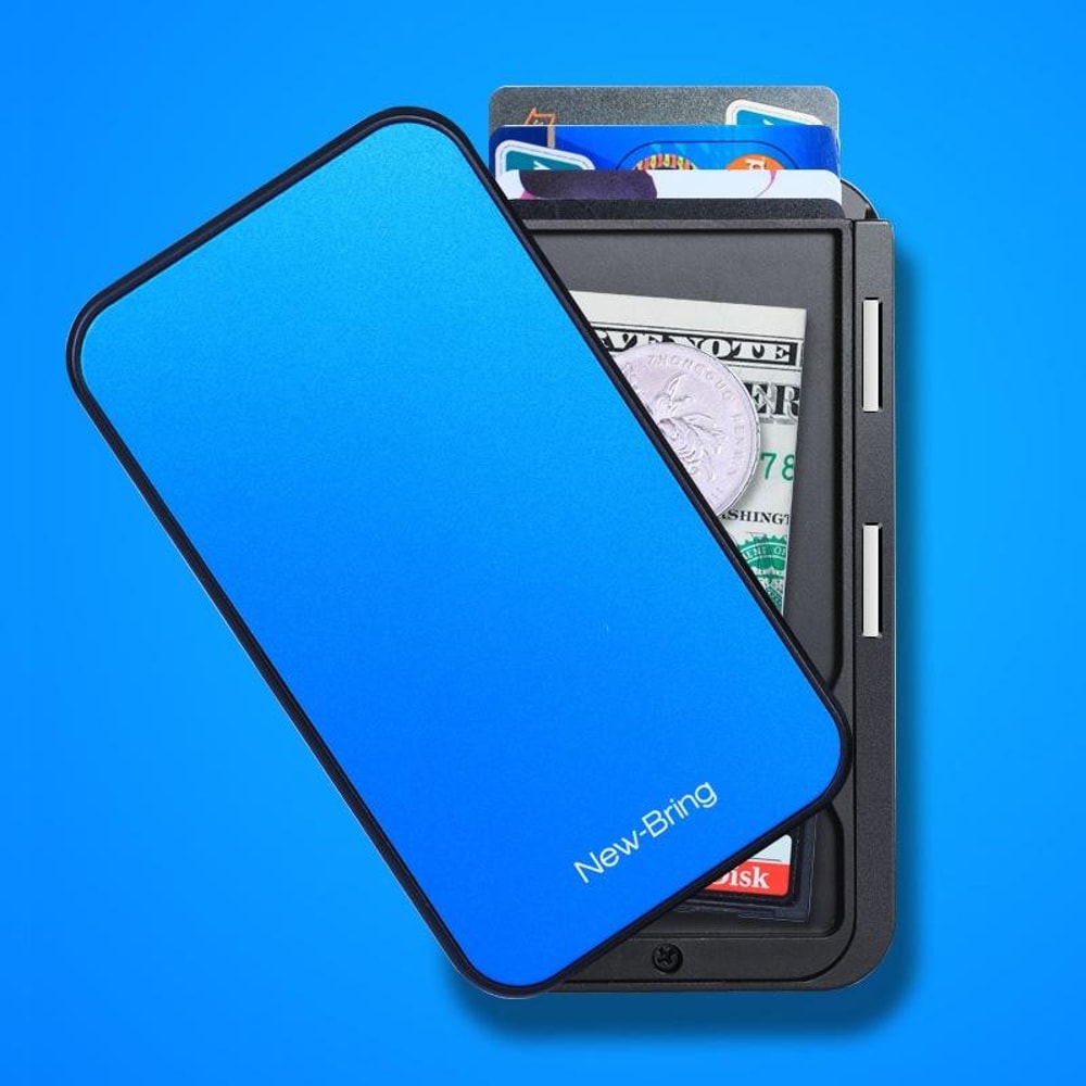 NewBring RFID Blocking Wallet Waterproof Metal Card Holder With Automatic PopUp Access 8