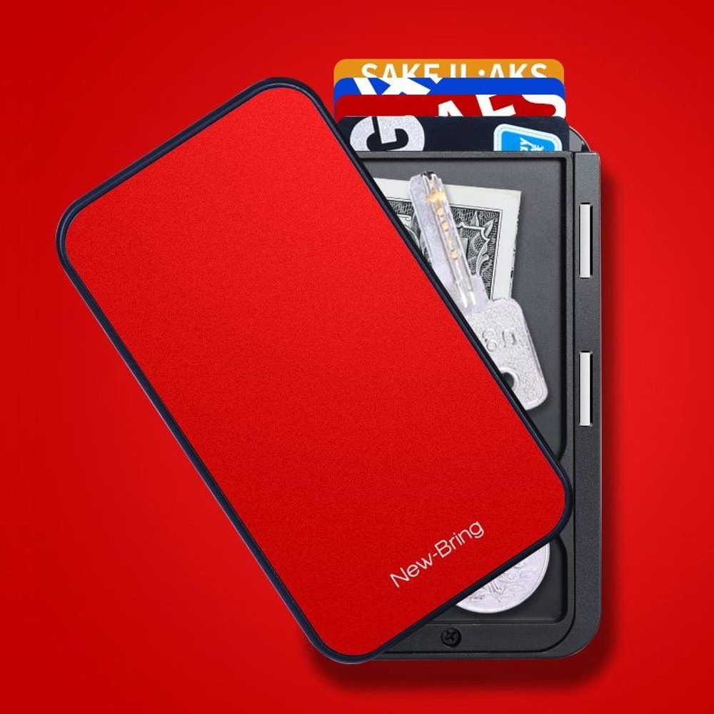 NewBring RFID Blocking Wallet Waterproof Metal Card Holder With Automatic PopUp Access 7