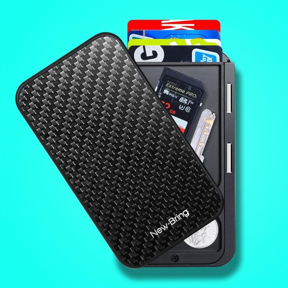 NewBring RFID Blocking Wallet Waterproof Metal Card Holder With Automatic PopUp Access 6
