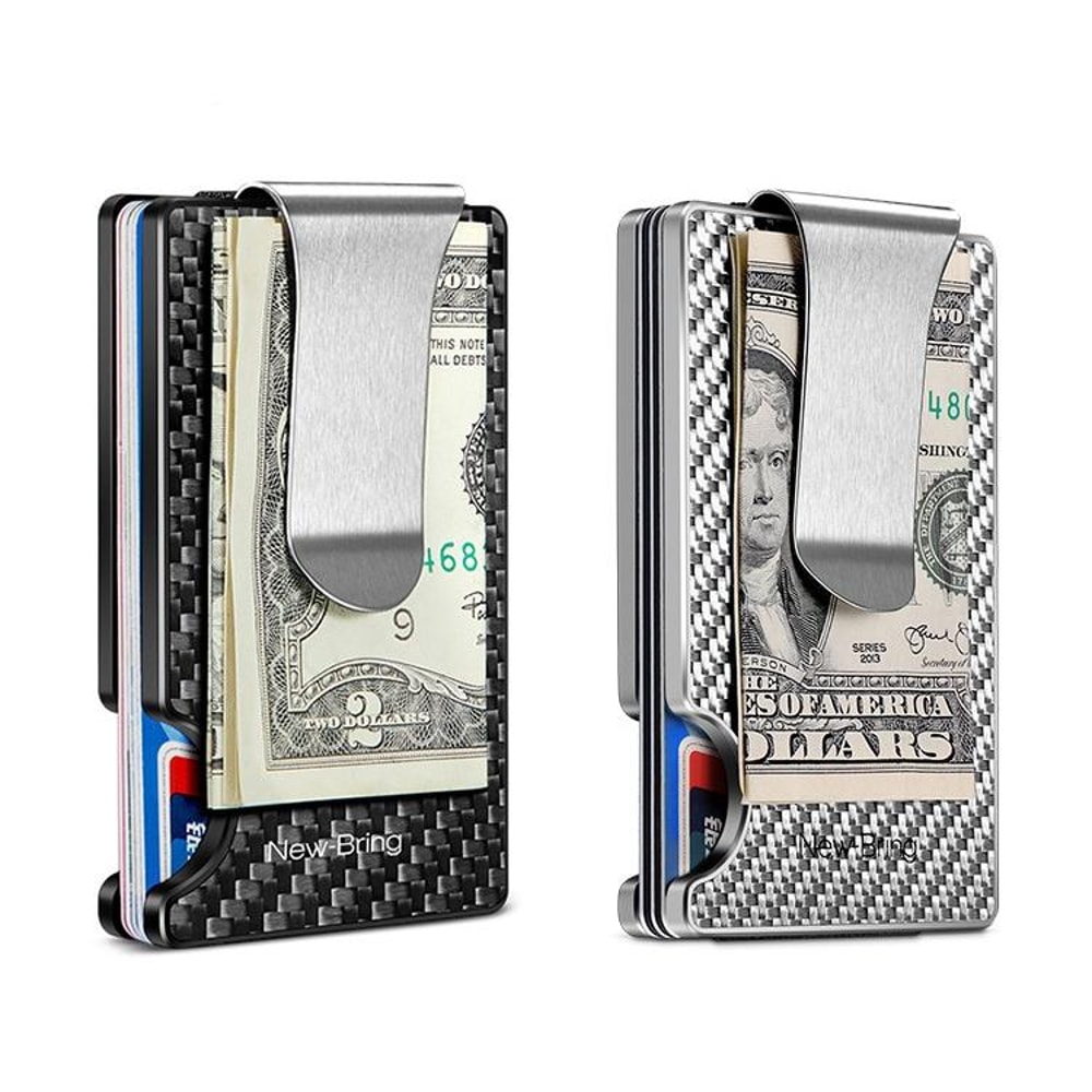 RFID Blocking Carbon Fiber Wallet Slim Metal Card Holder For Men 1