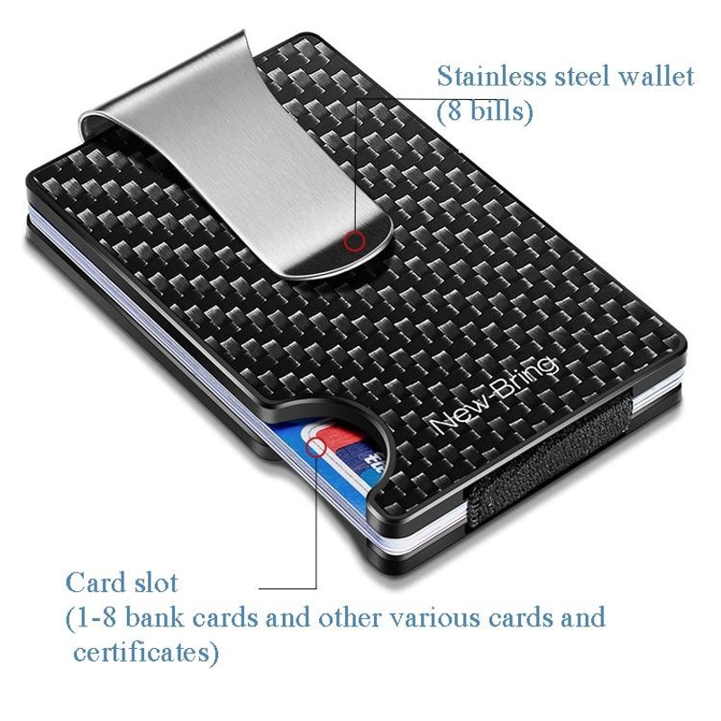 RFID Blocking Carbon Fiber Wallet Slim Metal Card Holder For Men 6