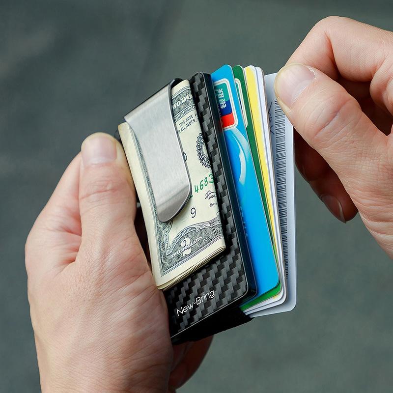RFID Blocking Carbon Fiber Wallet Slim Metal Card Holder For Men 7