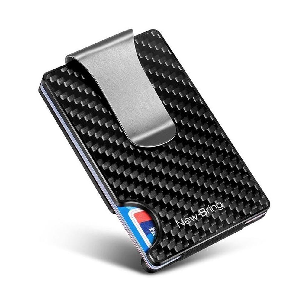 RFID Blocking Carbon Fiber Wallet Slim Metal Card Holder For Men 3