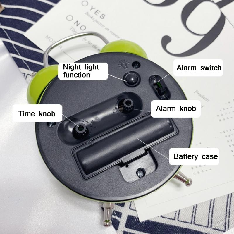Kids Apple Shape Alarm Clock With Silent Movement And Metal Twin Bell For Bedroom Decor 2