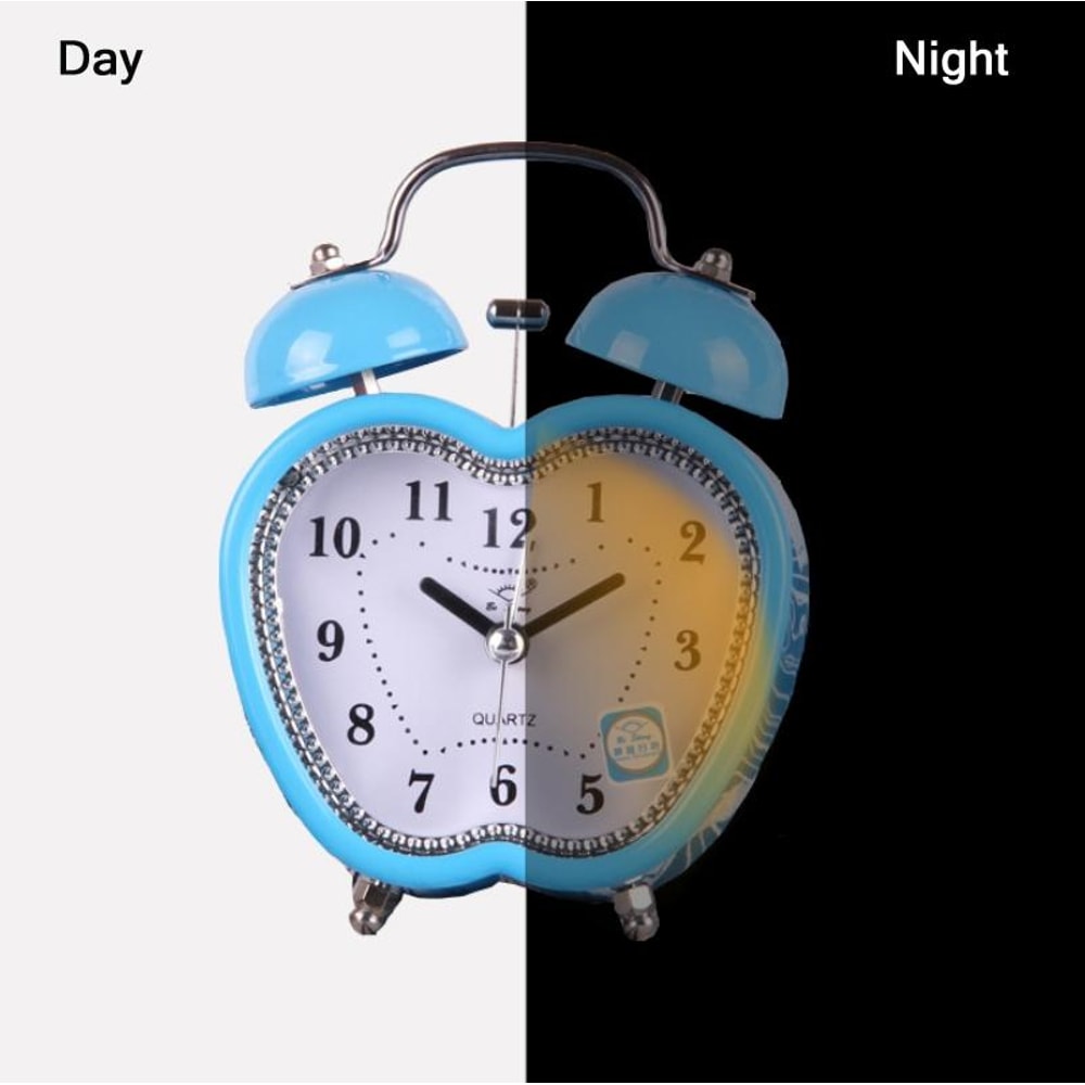 Kids Apple Shape Alarm Clock With Silent Movement And Metal Twin Bell For Bedroom Decor 3