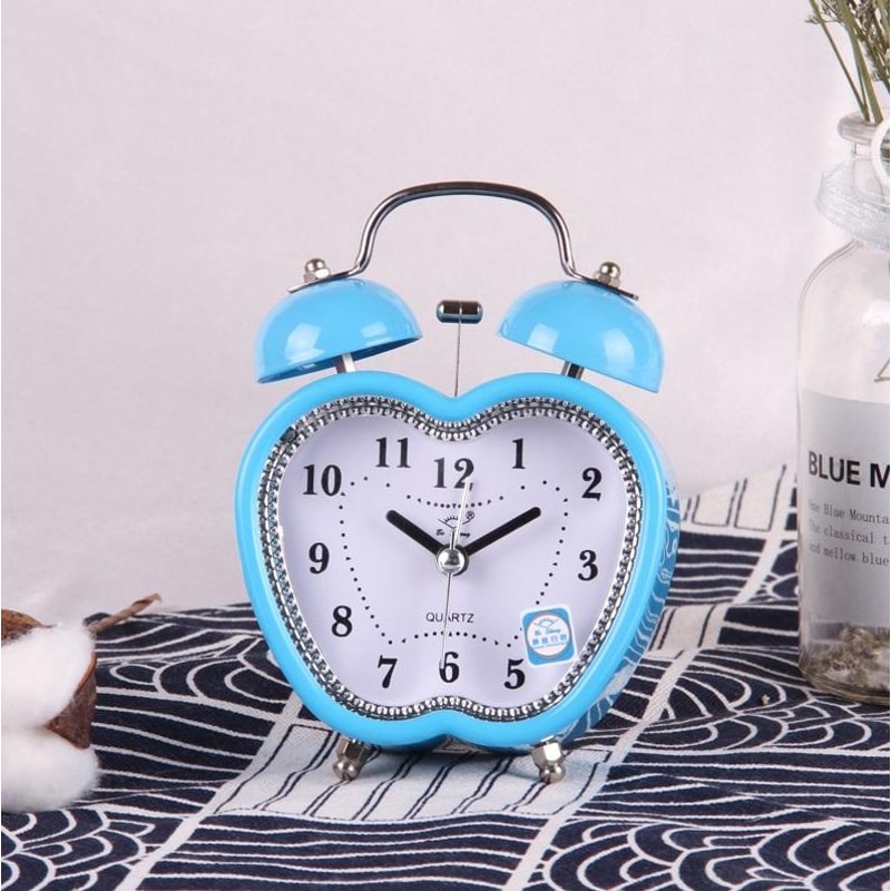 Kids Apple Shape Alarm Clock With Silent Movement And Metal Twin Bell For Bedroom Decor 5