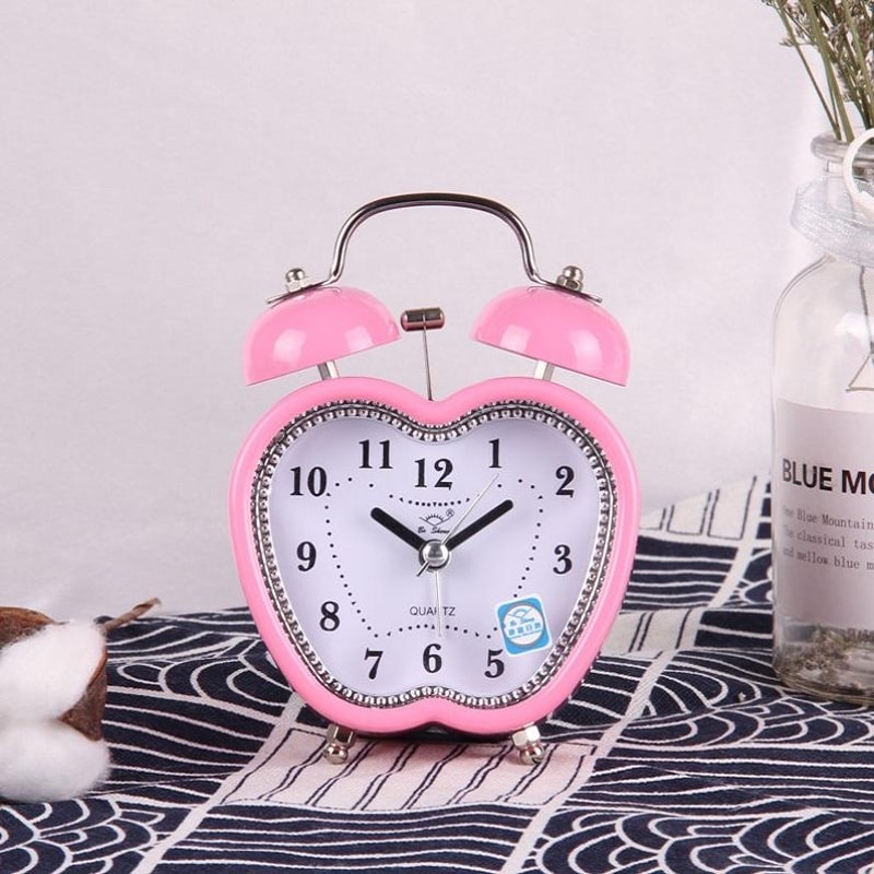 Kids Apple Shape Alarm Clock With Silent Movement And Metal Twin Bell For Bedroom Decor 6