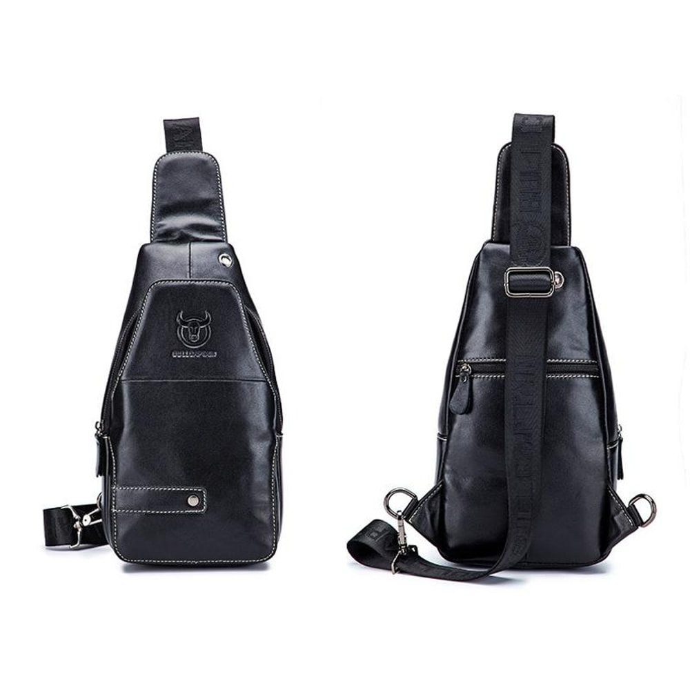 Vintage FirstLayer Cowhide Leather Chest Bag For Men Waterproof Crossbody Shoulder Sling Bag 1