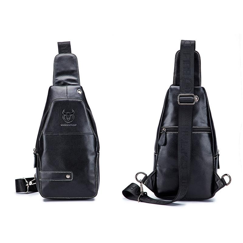 Vintage FirstLayer Cowhide Leather Chest Bag For Men Waterproof Crossbody Shoulder Sling Bag 1