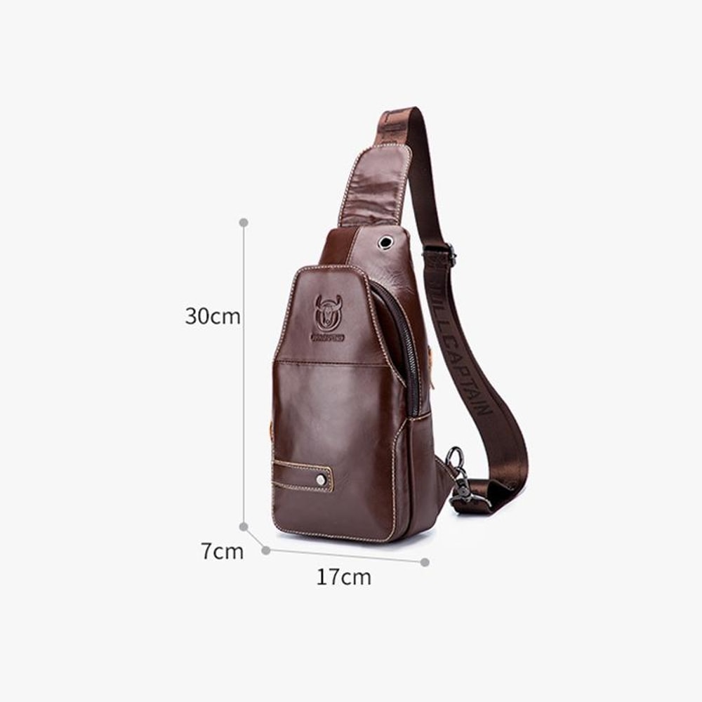 Vintage FirstLayer Cowhide Leather Chest Bag For Men Waterproof Crossbody Shoulder Sling Bag 2