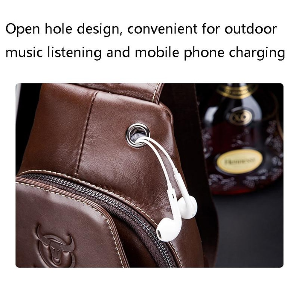 Vintage FirstLayer Cowhide Leather Chest Bag For Men Waterproof Crossbody Shoulder Sling Bag 5